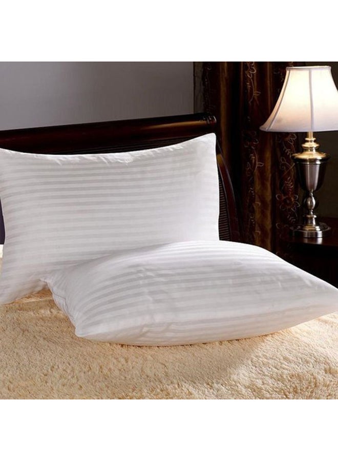 2-Piece Hotel Striped Pillow Set Microfiber White 50x70cm