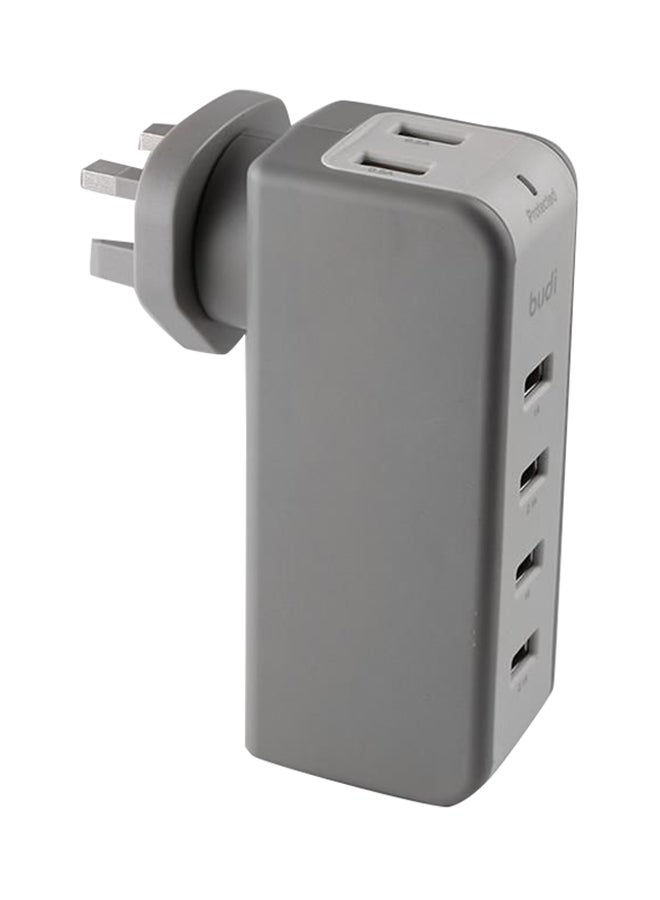6-Port USB Wall Charger Grey
