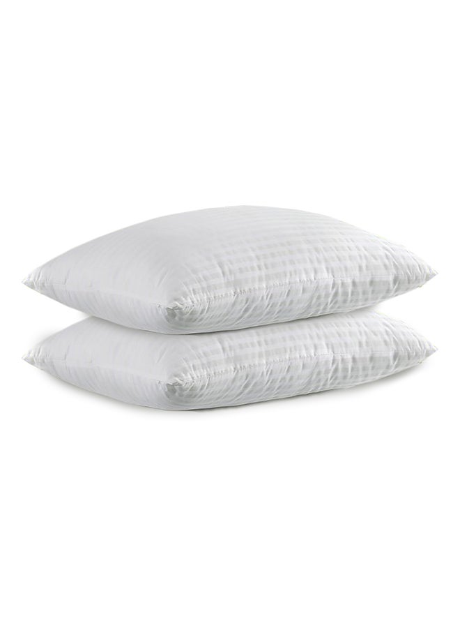Set of 2-Pieces of Hotel Pillows, for Back, Neck, and Shoulder Support Soft Fluffy Stripe Hotel Pillows Microfiber White 75x50cm