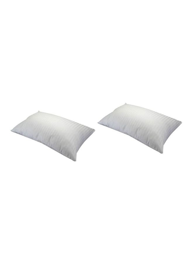 2-Piece Stripe Bed Pillow White 50x75cm
