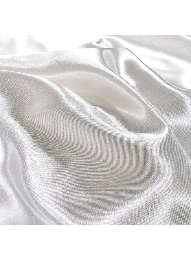 2-Piece Simple Solid Colour Pillow Case Cover Silk White 51 x 76cm