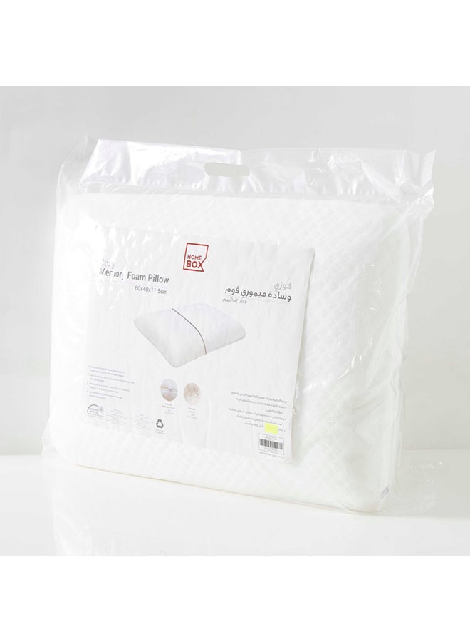 Cozy Memory Foam Pillow Polyester White 60 x 40cm