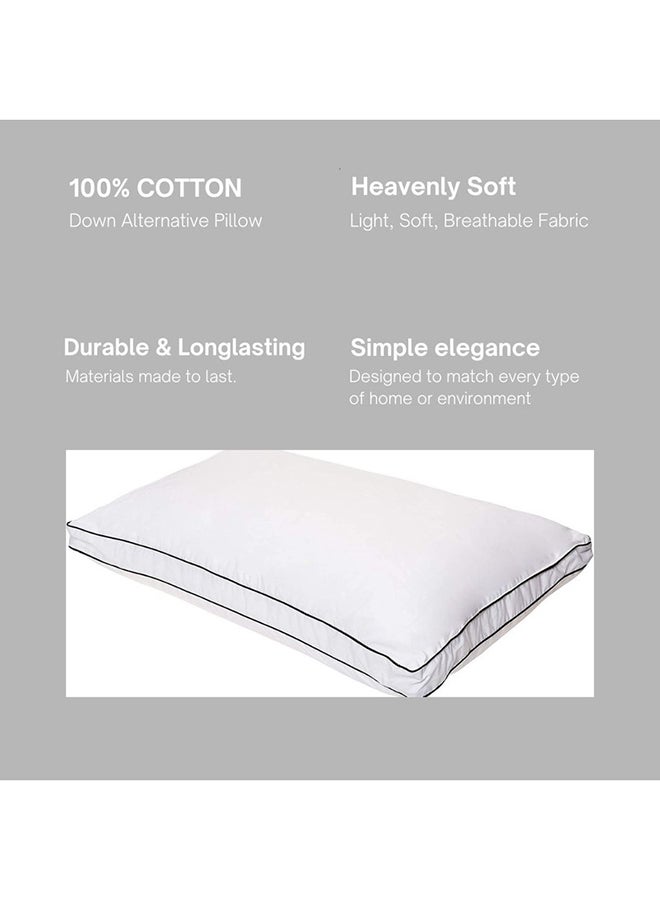 Down Feather Alternative Cotton (Down Proof) Pillow Double Piping Cotton White/Black 48x74cm