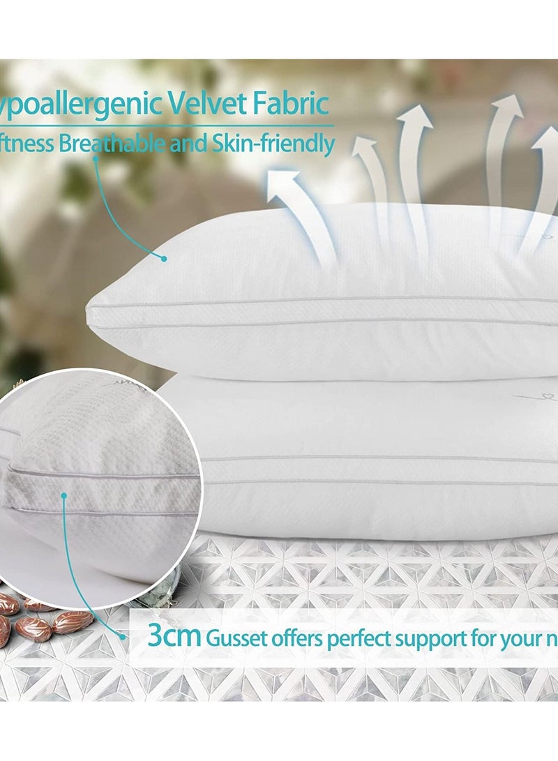 Set of 2 Premium Extra Soft Cotton Hypoallergenic Bed Pillows for Home and Hotel Room