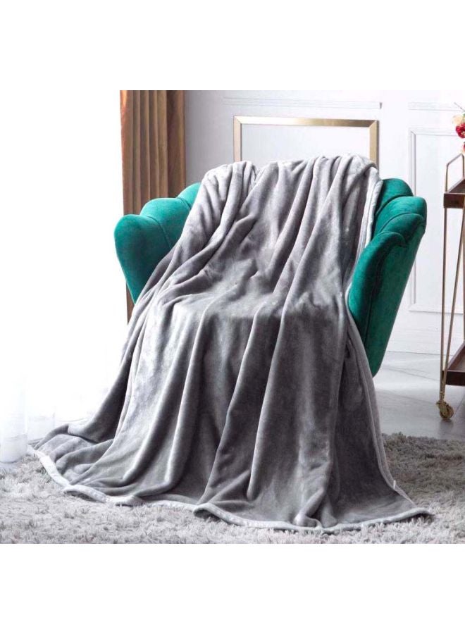 Soft Fabric Blanket Polyester Grey 220x240centimeter