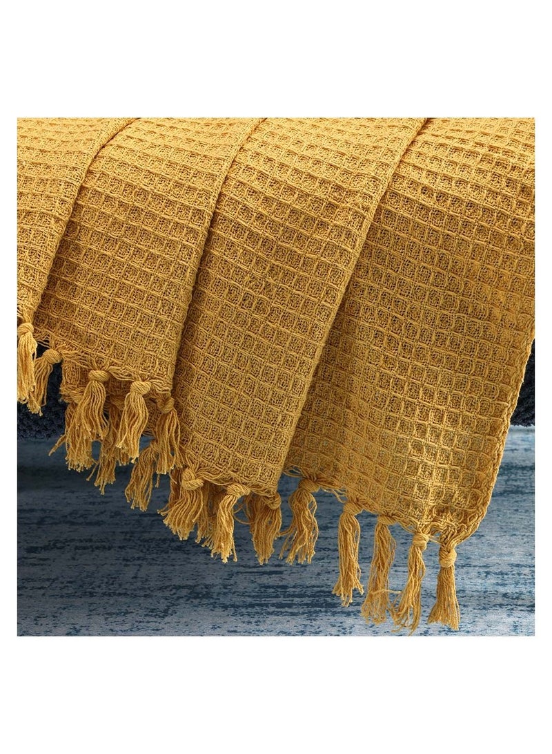 Waffle Throw, Gold - 127x152 cm