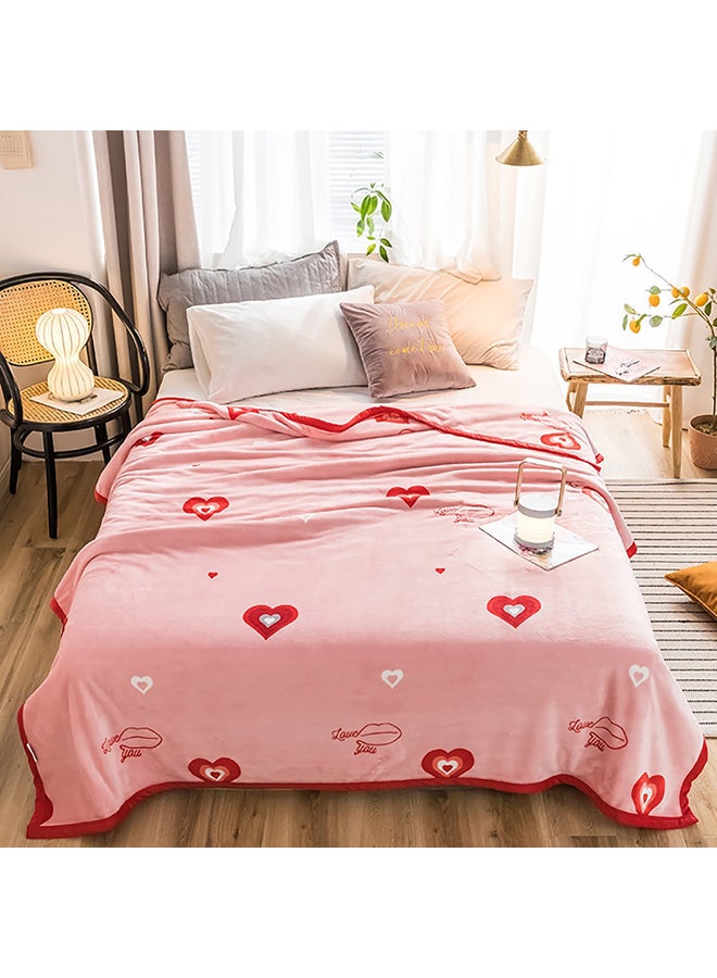 Soft Heart Printed Soft Blanket cotton Pink 150x200cm