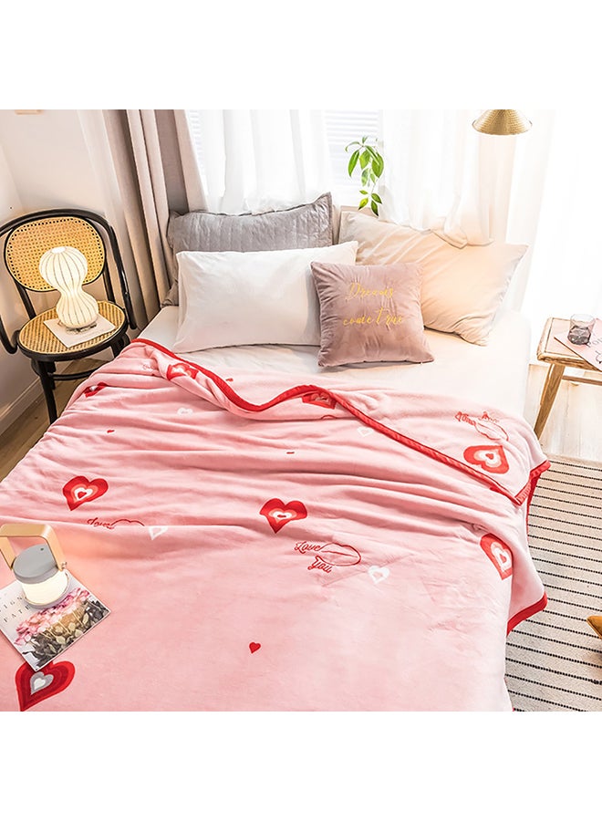 Soft Heart Printed Soft Blanket cotton Pink 150x200cm