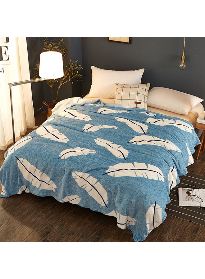 Feather Printed Soft Blanket cotton Blue 150x200cm