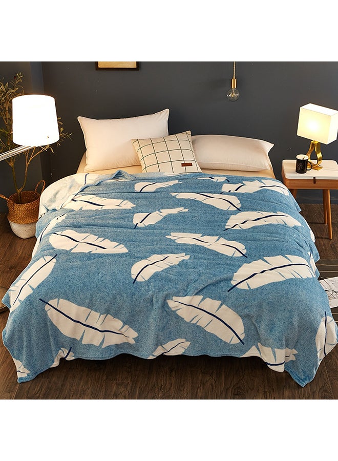 Feather Printed Soft Blanket cotton Blue 150x200cm