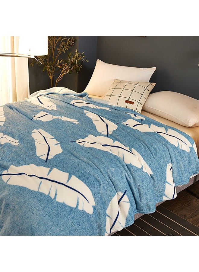 Feather Printed Soft Blanket cotton Blue 150x200cm