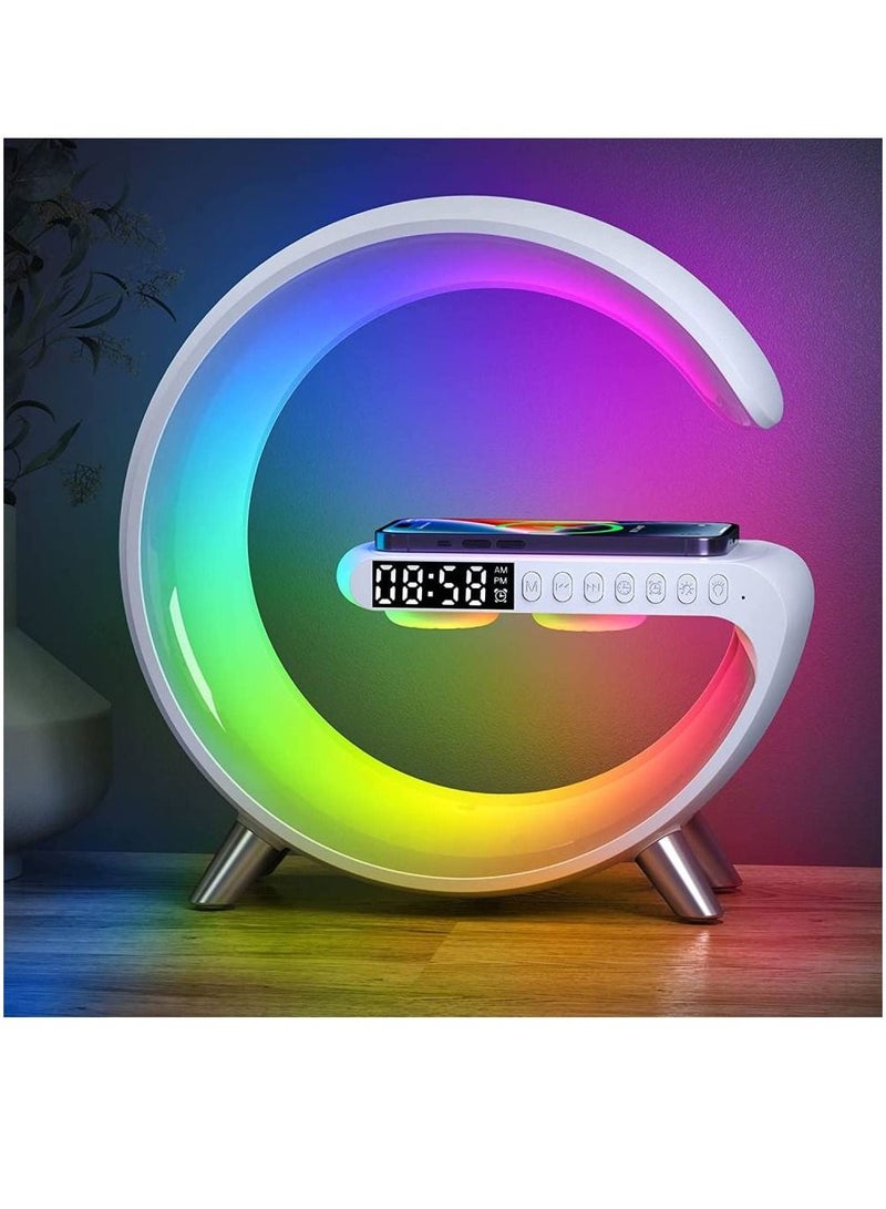 Sound Machine Smart Light Sunrise Alarm Clock Wake Up Light Alarm Clocks For Bedrooms Dimmable Table Lamp with Fast Wireless Charger Alarm Clock for Heavy Sleepers Adults for Bedroom/Dorm/Gift