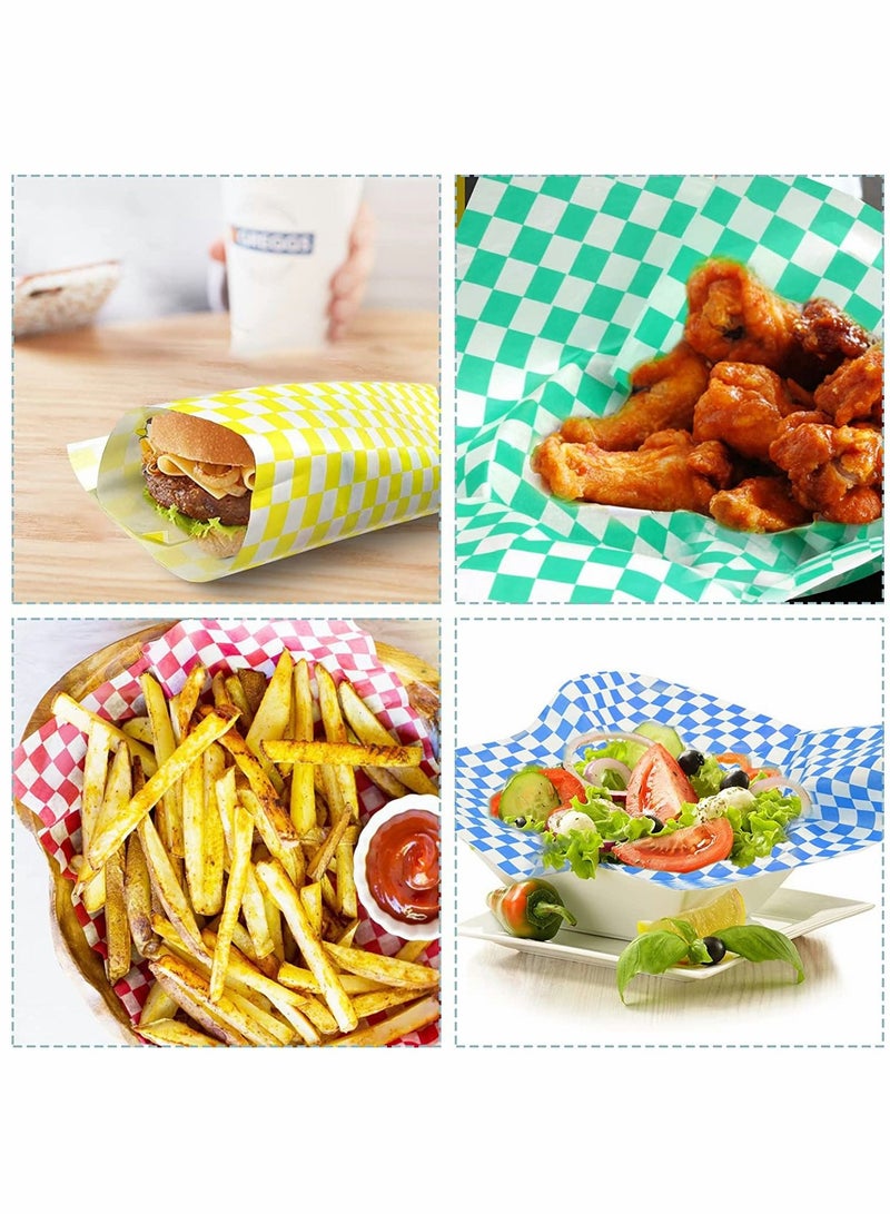 Sandwich Wrapper 6 Colors 300 Sheets 30 30cm 12 12 inch Paper Sandwich Paper Liners Food Basket Liners Wax Paper Deli Wrap Wax Paper Sheets for Wrapping Bread and Sandwiches