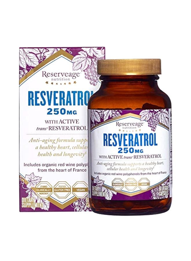 Resveratrol 250 Mg Supplement - 60 Capsules
