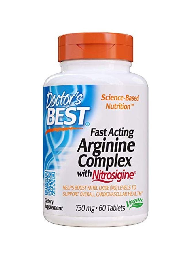 Fast Acting Arginine Complex With Nitrosigine 750mg - 60 Tablets