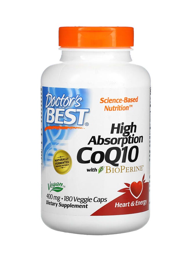 High Absorption CoQ10 With Bioperine 400 mg Dietary Supplement - 180 Veggie Caps