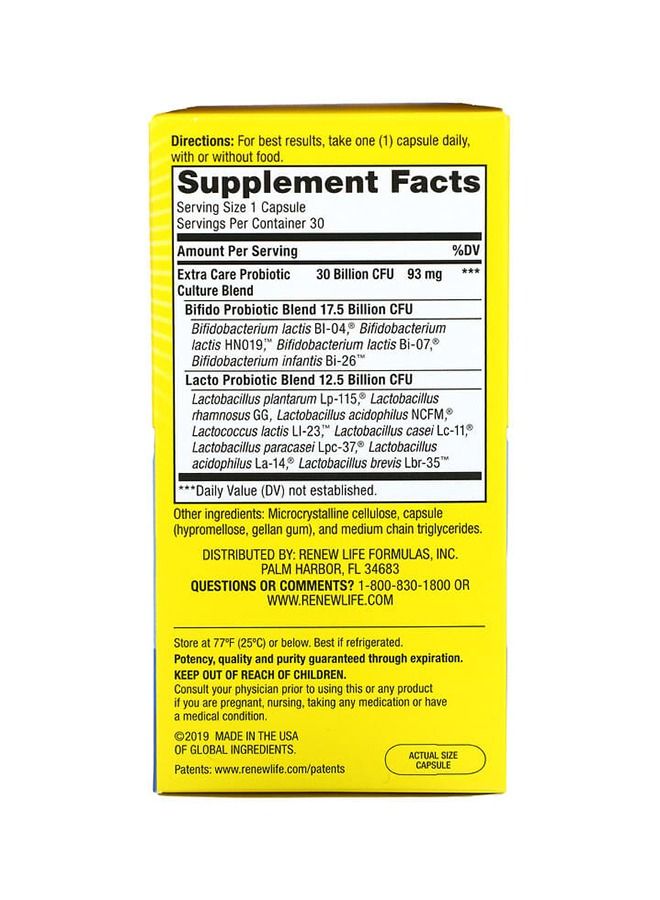 ReNew Life Extra Care Ultimate Flora Probiotic Vegetable Capsules - 30 Capsules 30 Billion CFU