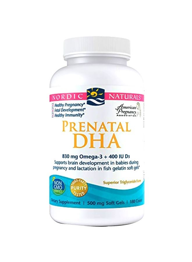 Prenatal DHA Omega 3 400 IU Dietary Supplement 500 mg - 180 Soft Gels