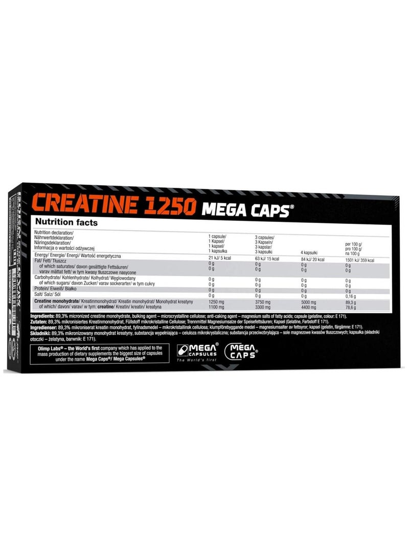 Creatine 1250 Mega Caps Food Supplement - 120 Capsules