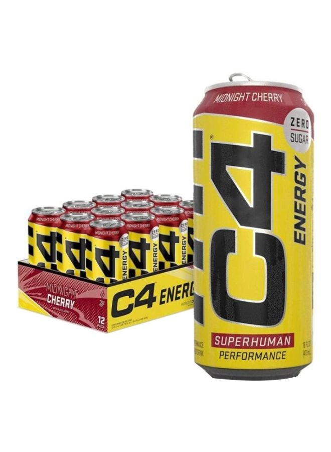 C4 Performance Energy Drink Zero Sugar Sport Plus Fitness Midnight Cherry 473ml - Pack of 12