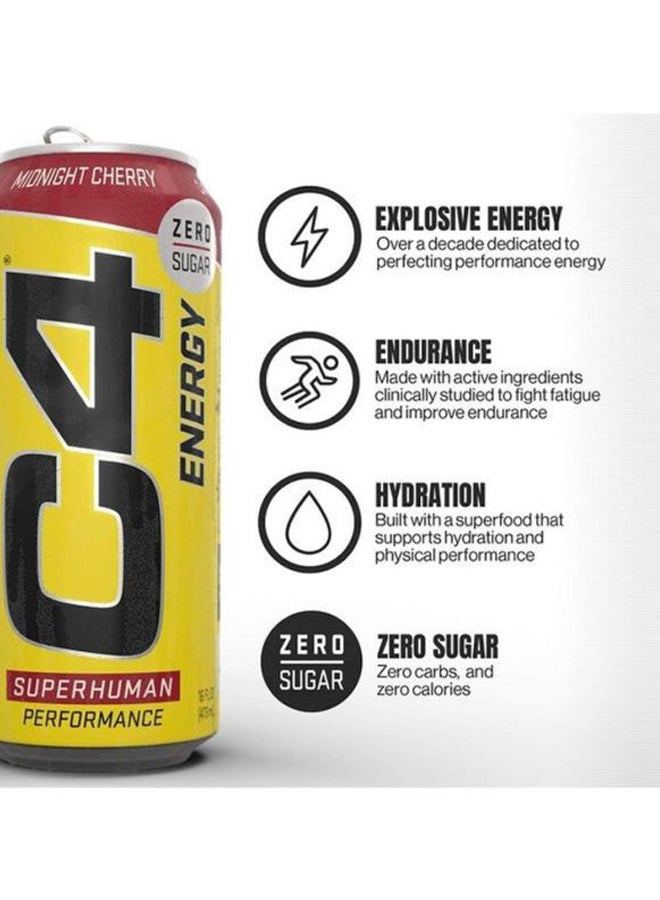 C4 Performance Energy Drink Zero Sugar Sport Plus Fitness Midnight Cherry 473ml - Pack of 12