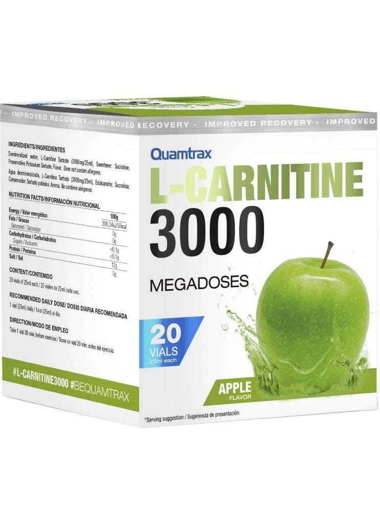 L-Carnitine 3000 Apple Flavor 20 Vials 25ml