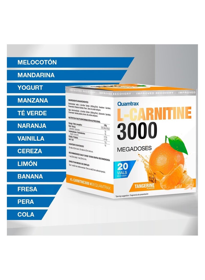 L-Carnitine 3000 Megadoses Tangerine Flavor 20 Vials 25ml