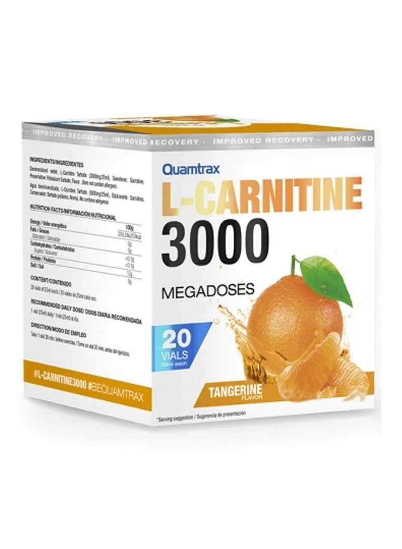 L-Carnitine 3000 Megadoses Tangerine Flavor 20 Vials 25ml