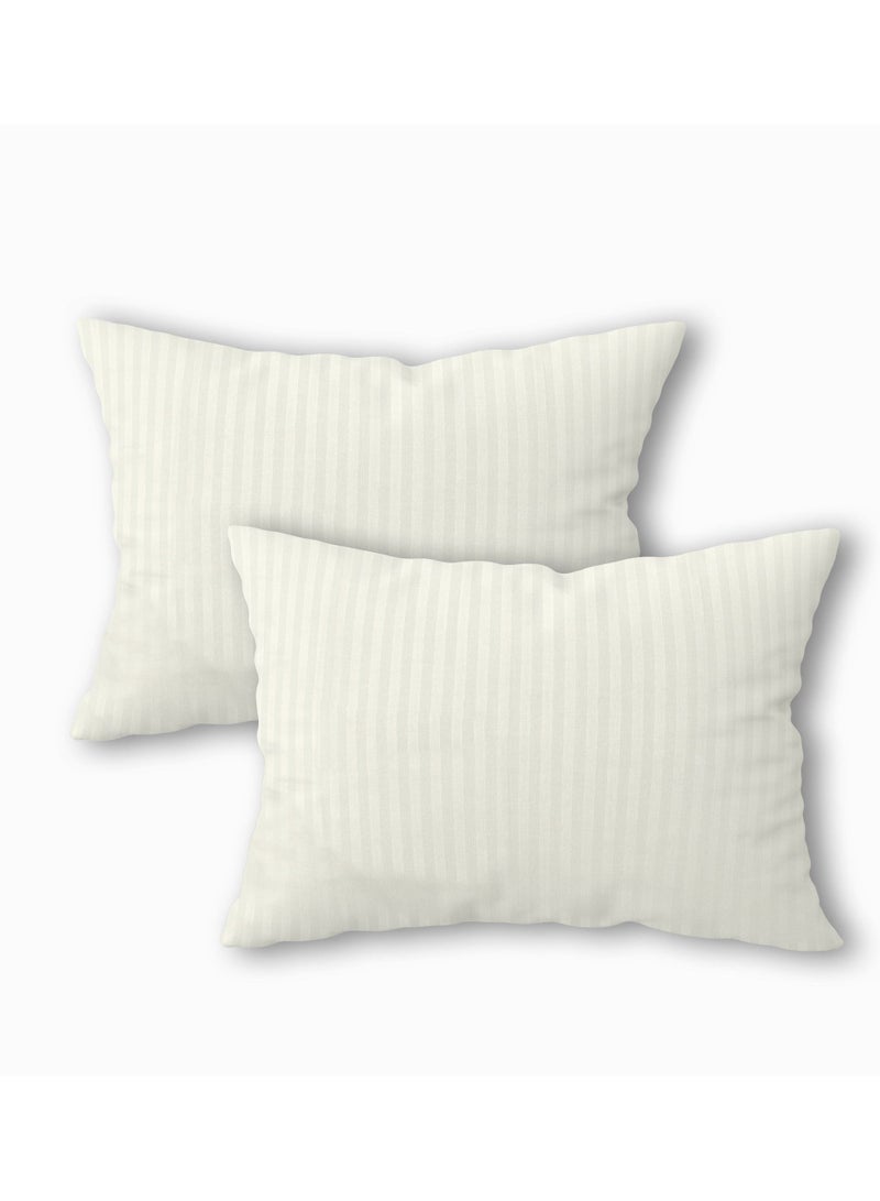 2-Piece Solid Stripped Pillowcase Set Off White