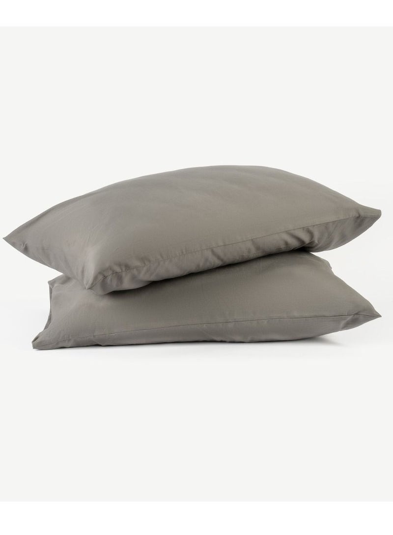 Gavin Washed Cotton Pillowcase Pair -Grey