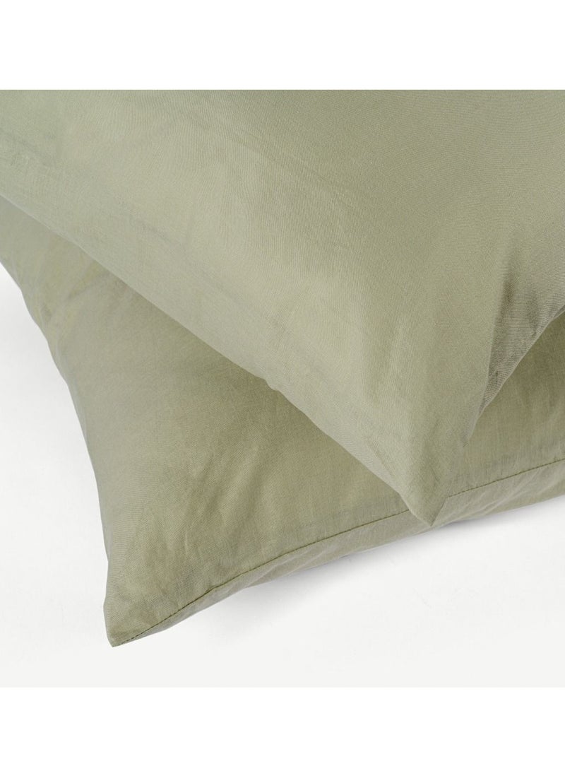 Gavin Washed Cotton Pillowcase Pair Sage