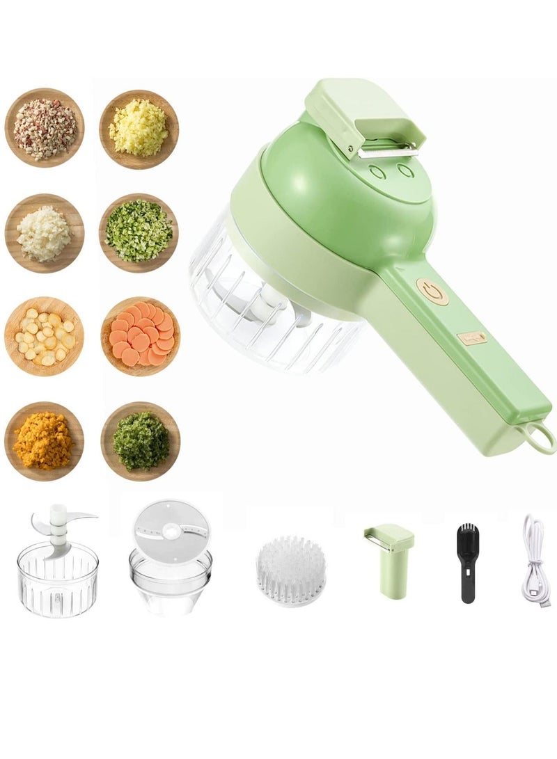 4 In 1 Handheld Electric Vegetable Cutter Set Mini Wireless Chopper Garlic Mud Masher For Ginger Chili Fruit Meat Etc