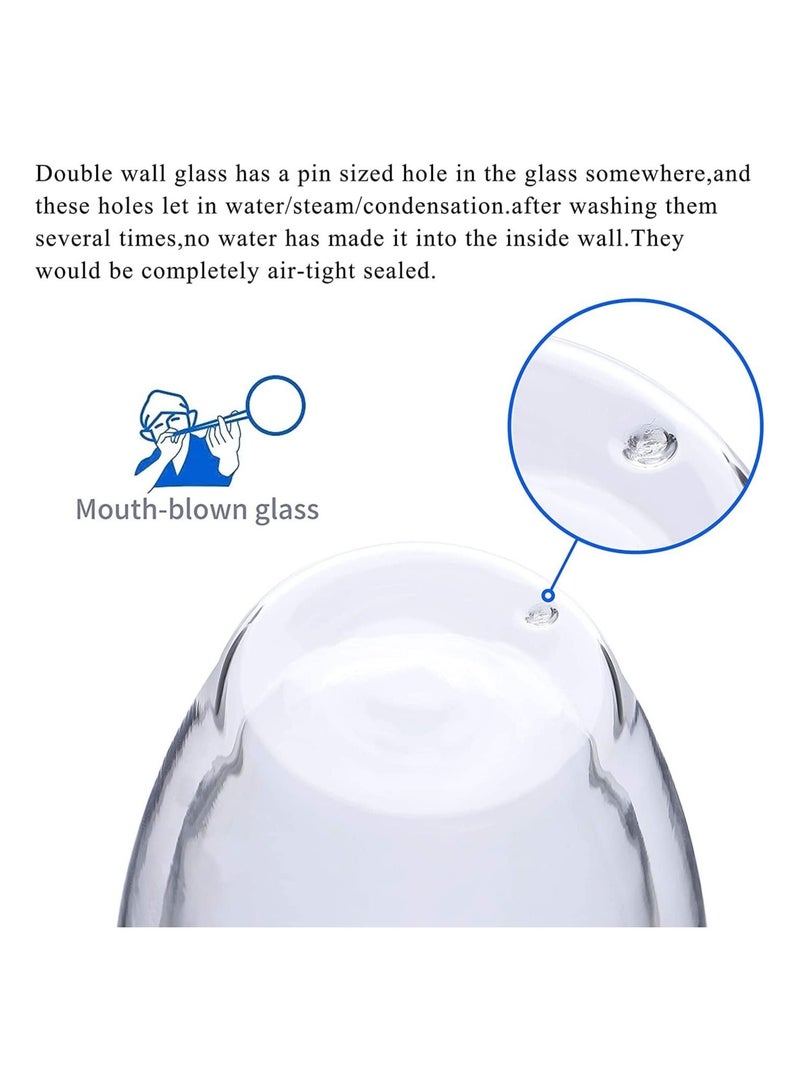 Cuisine Art 370Ml Double Wall Glass Cup 2Pcs Set Borosilicate For Coffee, Tea, Whiskey, Cocktails & All Beverages