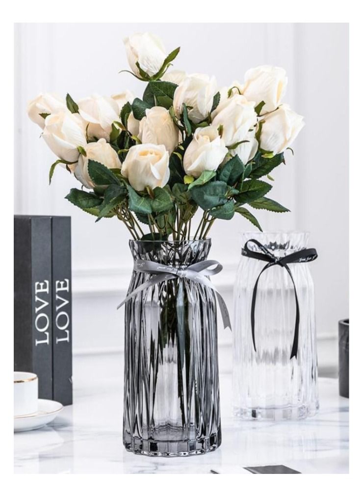 Flower Glass Vase Decorative Bud Vase Centrepiece For Home or Wedding by Royal Imports Cylinder Shape