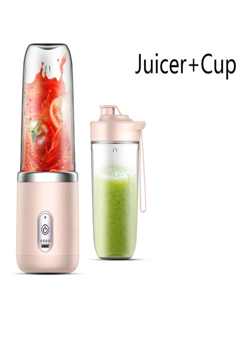 Small Electric Juicer 6 Blades Portable Juicer Cup Automatic Smoothie Blender Ice CrushCup (Juicer + Cup)