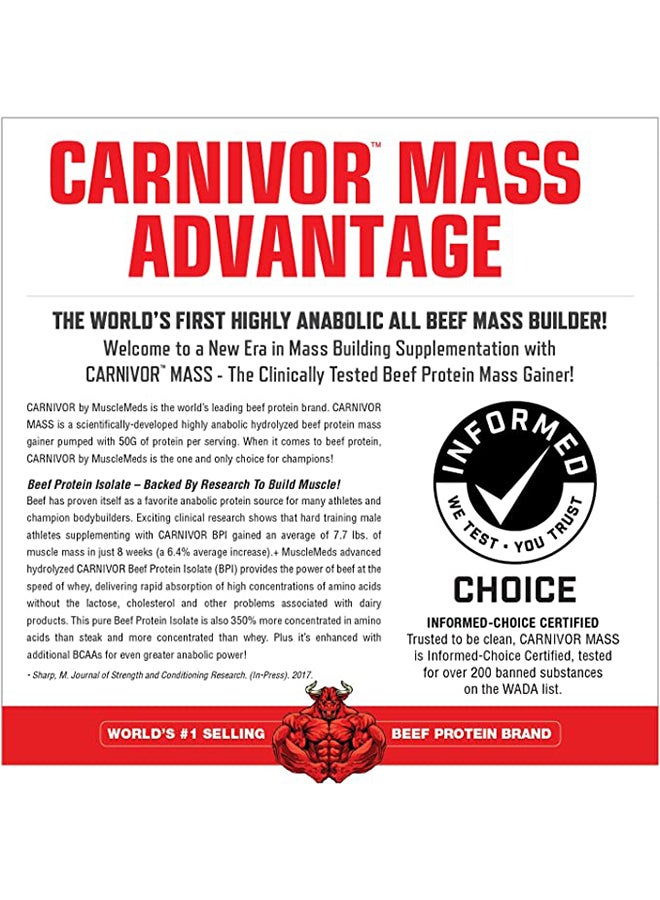 Carnivor Mass Gainer Beef Protein, Strawberry - 5.79 lbs
