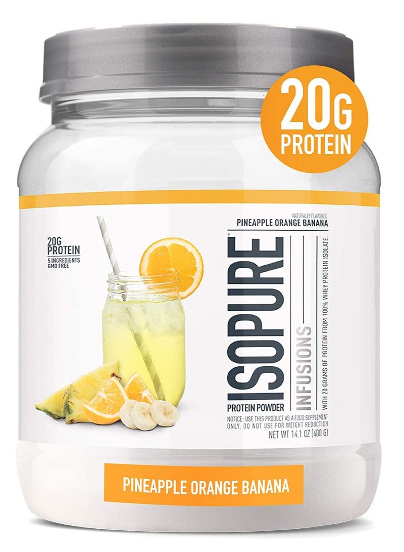 Isopure Infusions Protein Isolate Pineapple Orange Banana 16 Servings