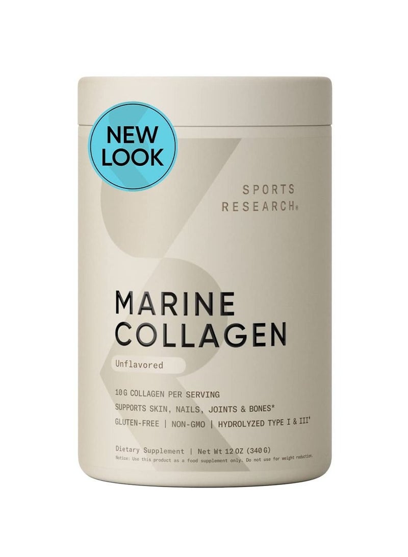 Marine Collagen Peptides Hydrolyzed Type I & III  Collagen 340g, Unflavored