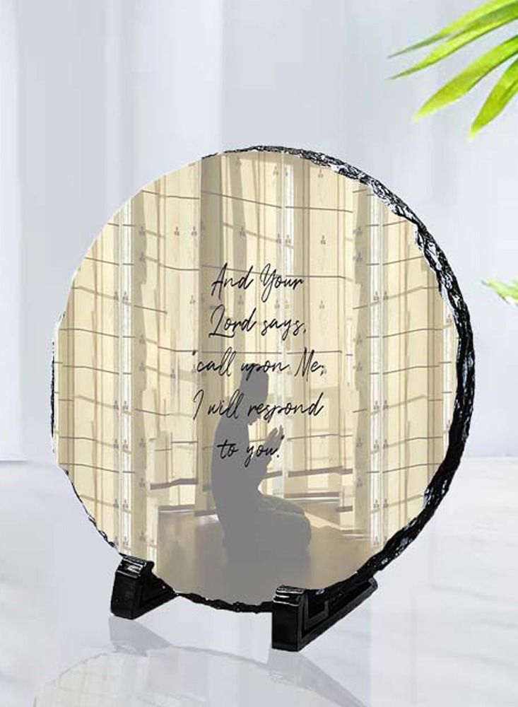 Protective Printed White Round Shape Marble Photo Frame for Table Top