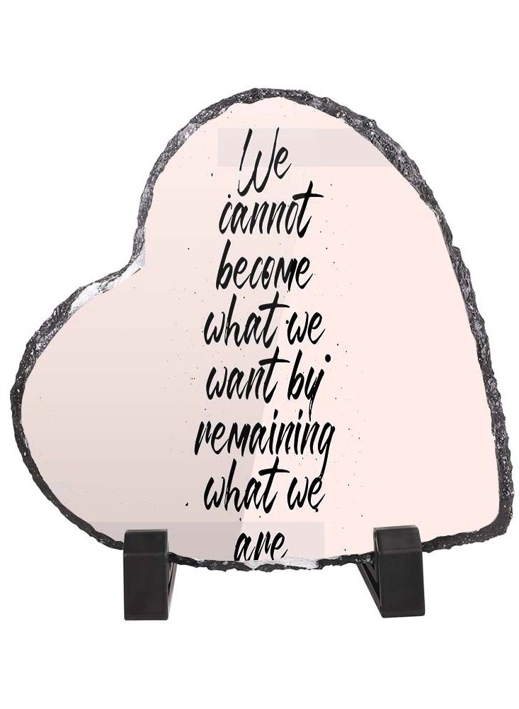 Protective Printed Heart Shape Marble Photo Frame for Table Top We Cannot Become What We Want