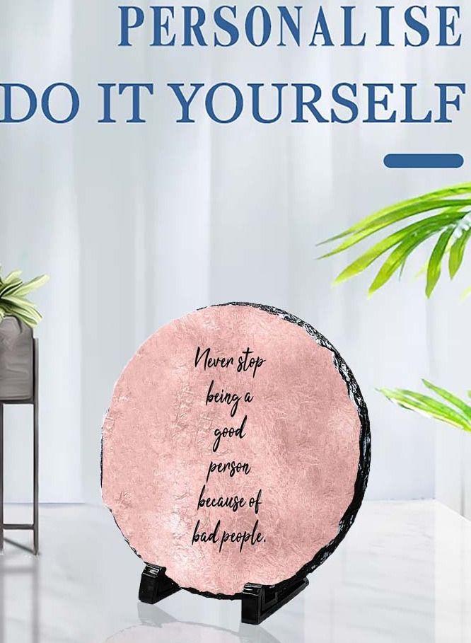 Protective Printed Round Shape Marble Photo Frame for Table Top Never Stop Being A Good Person Because Of Bad People