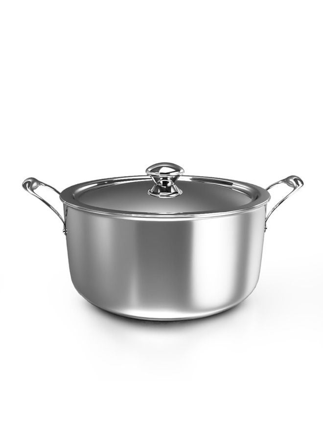 Tri Ply Stainless Steel Sauce Pan 24 cm with Lid – Premium 6.80 Ltrs Capacity, Durable and Stable Cookware with Riveted Handle, Healthy Non-Stick Interior, Induction & Oven Safe, Corrosion Resistant