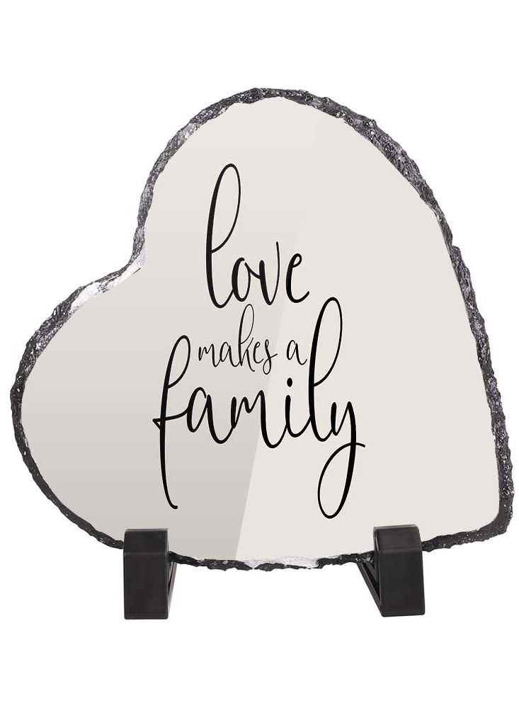 Protective Printed Heart Shape Marble Photo Frame For Table Top Love Makes A Family
