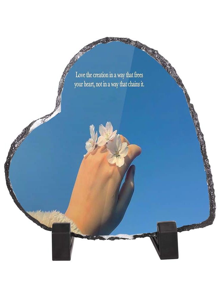 Protective Printed Heart Shape Marble Photo Frame For Table Top Love The Creation In A Way That Frees Your Heart