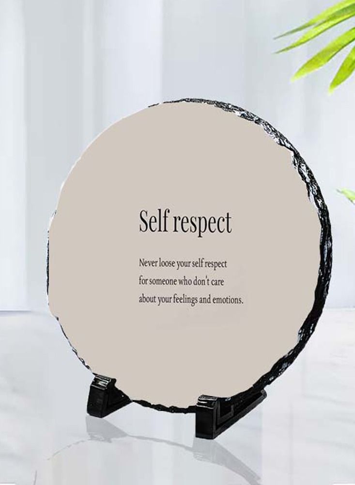 Protective Printed Round Shape Marble Photo Frame For Table Top Love Self Respect