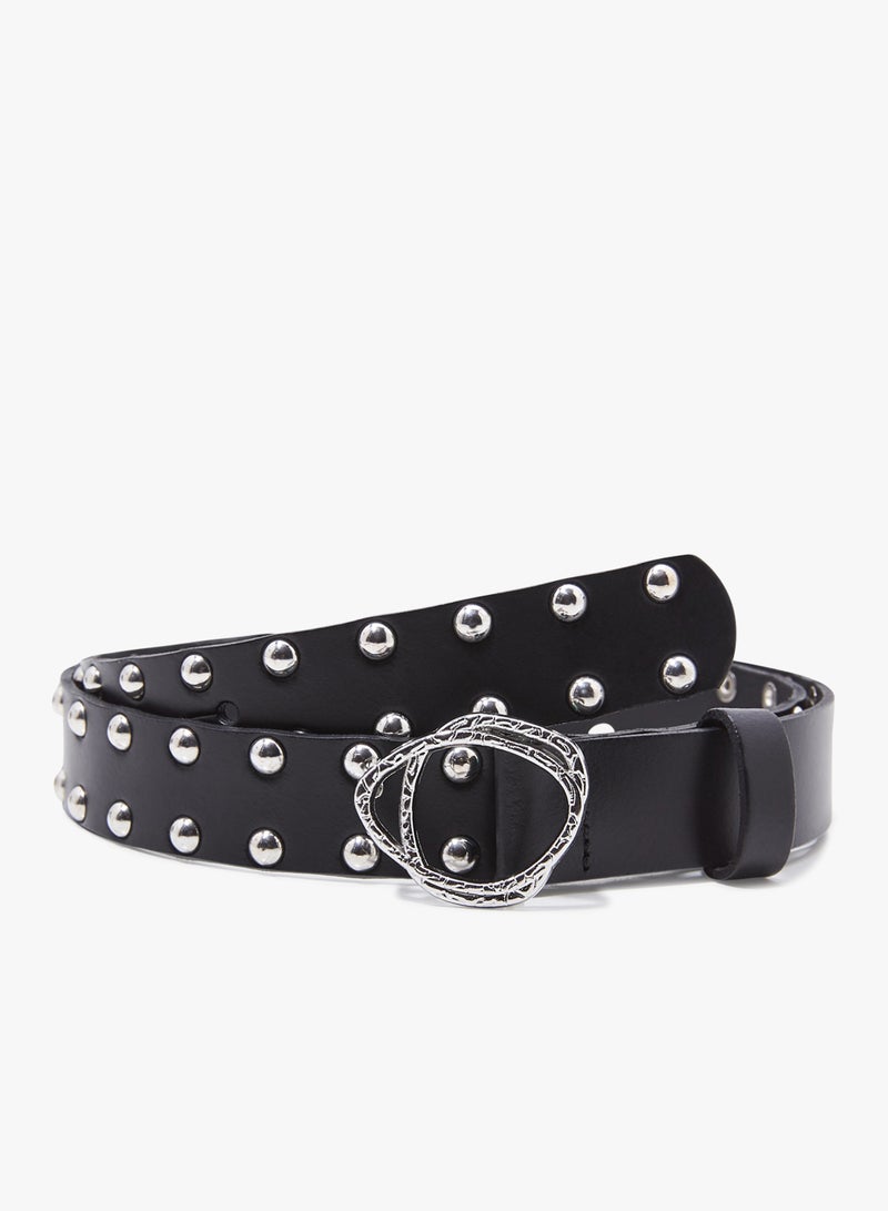 Studded Leather Belt Black