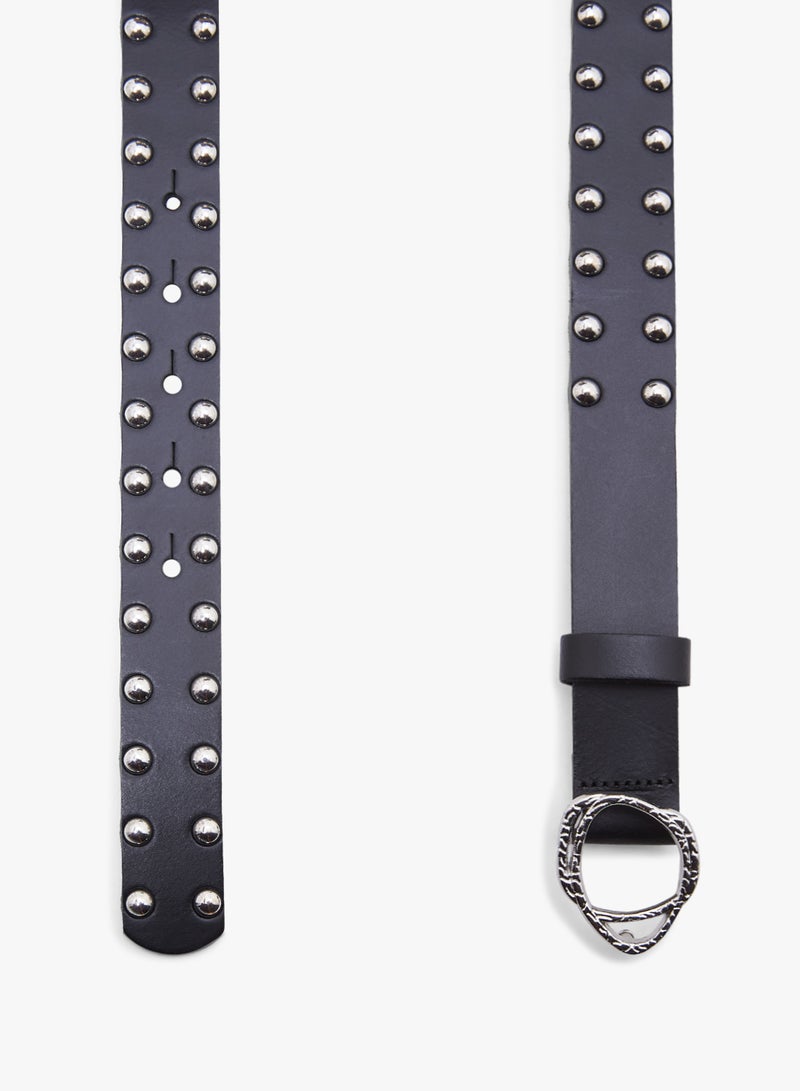 Studded Leather Belt Black