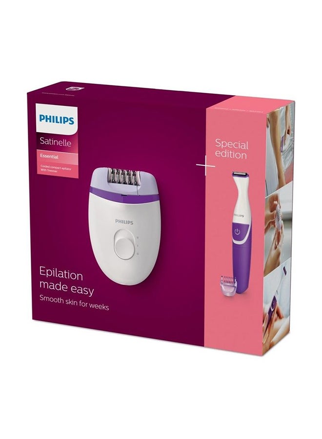 Satinelle Corded Compact Epilator With Trimmer Purple/White