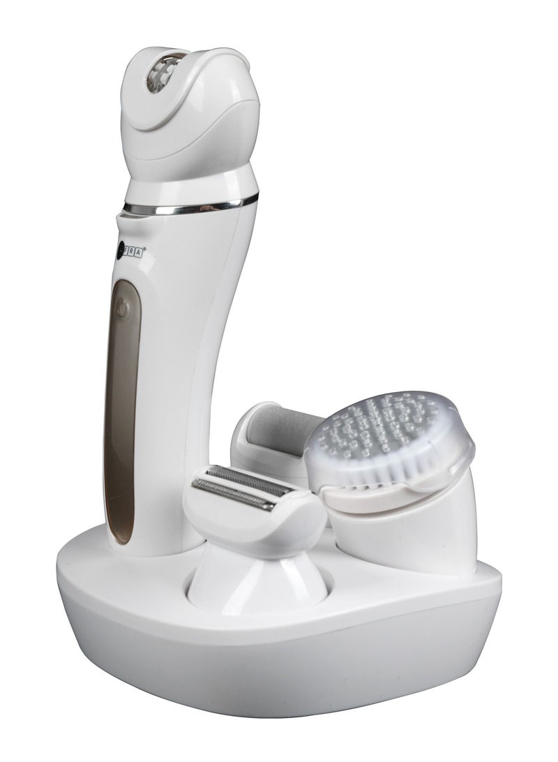 AFRA Ladies’ Epillator Kit, Lithium-Ion Battery, Rechargeable, 90 Minutes Running Time, Swappable Heads, Ergonomic, Charging Base. AF-600LSWT, 2-year warranty.