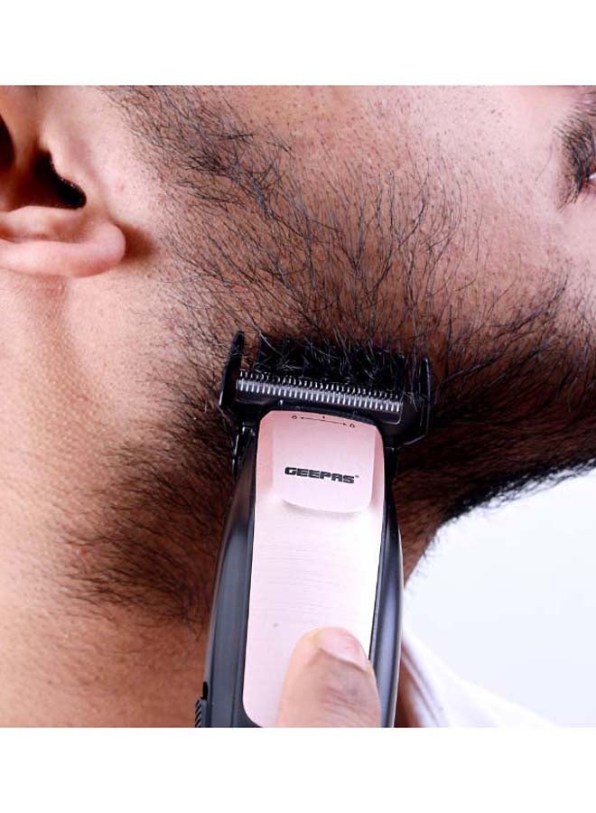 Professional Hair & Beard  Trimmer |  60 Minutes Working Time, Zero Overlap Stainless Steel Blades for Corded and Cordless Use | Low Noise,  USB and DC Adaptor with BS Plug| Provide Accessories Like Combs, Oil, Adapter for Professional Finish| 2 Years Warranty GTR56022 Blue/Silver